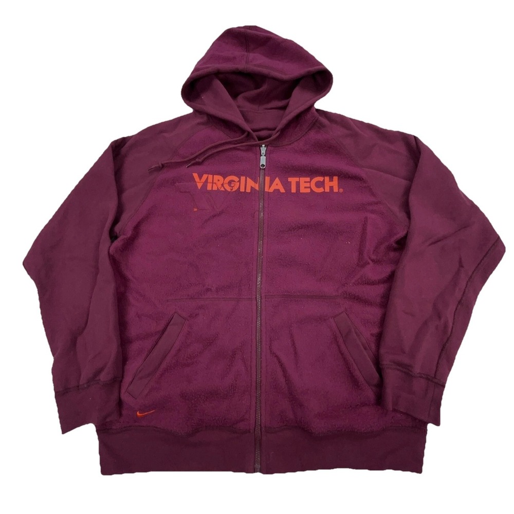 Vintage Virginia Tech Hokies Jacket Men‎ Large Maroon Nike Hoodie Reversible Y2K